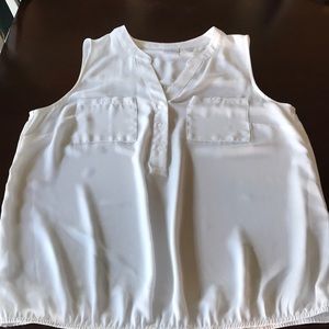 Mandarin collar half button bubble blouse